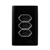 Cj Tomada Tripla 10A 4X2 - Novara Preto Brilhante Cromado