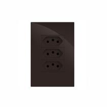 Cj tomada tripla 10a recta chocolate gloss brilhante