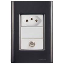 Cj Tomadas 10a E Tv Sat Coaxial Giz Grafite Tramontina Completo Pronto Tramontina