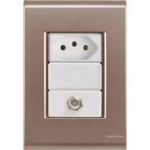 Cj Tomadas 10a E Tv Sat Coaxial Liz Ouro Velho Tramontina Completo Pronto Tramontina