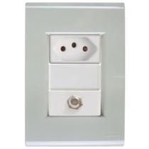 Cj Tomadas 10A e TV SAT Coaxial Liz Verde Ardósia Tramontina completo pronto