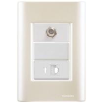 Cj Tomadas Rj45 Ethernet + Tv Coaxial Giz Pérola Tramontina Completo Pronto Tramontina Cj Tomadas Rj45 Ethernet + Tv Coaxial Giz Pérola Tramontina Completo Pronto Tramontina