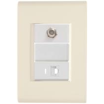 Cj Tomadas RJ45 Ethernet + TV Coaxial Liz Bege Tramontina completo pronto