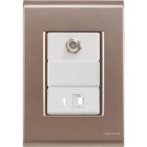 Cj Tomadas RJ45 Ethernet + TV Coaxial Liz Ouro Velho Tramontina completo pronto