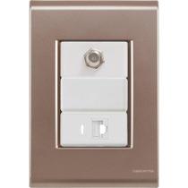 Cj Tomadas Rj45 Ethernet + Tv Coaxial Liz Ouro Velho Tramontina Completo Pronto Tramontina
