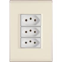 Cj Três Tomadas Tripla 10A Liz Bege Tramontina completo pronto