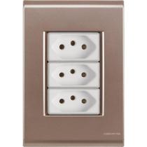 Cj Três Tomadas Tripla 10a Liz Ouro Velho Tramontina Completo Pronto Tramontina