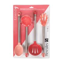 Cj utensilios 4pc rosa vermelho hercules