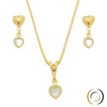 Cj8833-un conjunto base coração pendurado banhado a ouro 18k zircônia acquamarine Cj8833-un conjunto base coração pendurado banhado a ouro 18k zircônia acquamarine