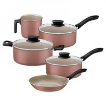 Cjt panelas 5pc linz marrom - sortidos de aluminio com revestimento antiaderente tramontina Cjt panelas 5pc linz marrom - sortidos de aluminio com revestimento antiaderente tramontina
