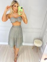Cjt saia midi e cropped faixa lurex Cjt saia midi e cropped faixa lurex