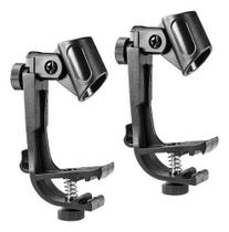 Clamp de Microfone Smart CLIP-02 Kit com 2 unidades tipo grampo para fixar no aro do tambor