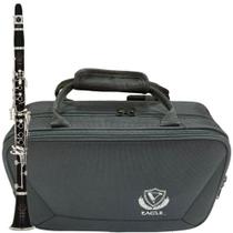 Clarinete Eagle CL04N Fosco em sib 17 Chaves Niqueladas com Estojo
