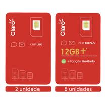CLARO Chip Kit 10 unidades 2 sem recarga e 8 com recarga