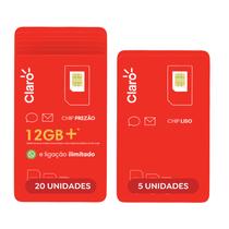 CLARO Chip Kit 25 5 sem recarga e 20 com recarga