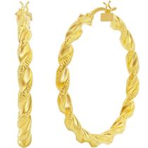 Clássico A-2687-GP Feminino Gold Plated Twisted Hoop Design Ea