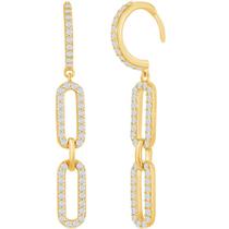 Clássico D-7816-GP Ouro Feminino Double Link CZ Paperclip Earr