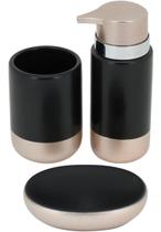 Clássico jg banheiro cerâmica preto 3pç Clássico jg banheiro cerâmica preto 3pç