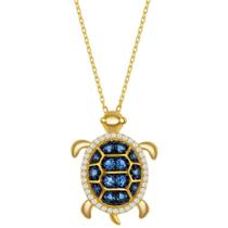 Clássico M-6589 Feminino Azul Espinélio e Branco CZ Turtle Neckl