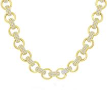 Clássico M-6827-GP Feminino Sterling GP Plated CZ Linked Neckl