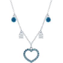 Clássico M-6942 Feminino Sterling Branco/Azul CZ Colar de Coração