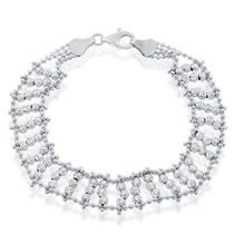 Clássico S-4875 Feminino Sterling Triple Row Moon Bead Bracele