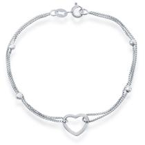 Clássico S-4923 Sterling Sterling Double Strand Heart Bracelet - Classic