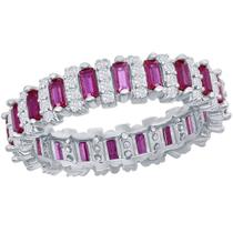 Clássico W-2671-8 Branco Feminino e Ruby CZ Eternity Ring, Si