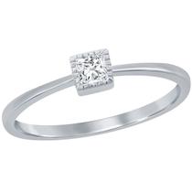 Clássico W-2752-8 Feminino Sterling Silver Square CZ Ring, Siz