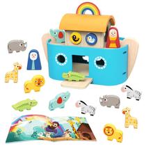 Classificador de formato de animal de madeira Tookyland Noah's Ark com livro Classificador de formato de animal de madeira Tookyland Noah's Ark com livro