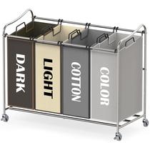 Classificador de roupa suja Rolling Cart Simple Houseware, 4 sacos, Heavy Duty