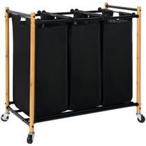 Classificador de roupas STORAGE MANIAC 3 Seção 136L com rodas Bamboo Classificador de roupas STORAGE MANIAC 3 Seção 136L com rodas Bamboo