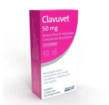 Clavuvet 50mg - amoxicilina tri-hidratada -clavulanato de potássio - uso veterinário - PROVETS
