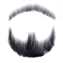 CliCling Cabelo Humano Rosto FalsoBarba e Bigode Preto Barba Barba para Adultos Homens Maquiagem Realista Renda Invisível Falsas Barbas