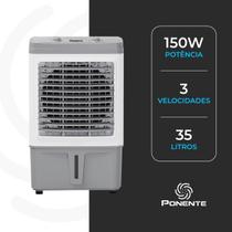 Climatizador de Ar 35L Ponente 150W 3 Velocidades Oscilante Econômico Portátil com Rodinhas Baixo Consumo Ventila Umidifica Filtra Ar