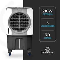 Climatizador de Ar 70 Litros Ponente Turbo 210W Portátil com Reservatório Grande e 3 Velocidades