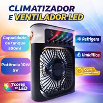 Climatizador e Ventilador Portátil LED 10W USB 3 Velocidades Tanque 500ml Climatizador e Ventilador Portátil LED 10W USB 3 Velocidades Tanque 500ml