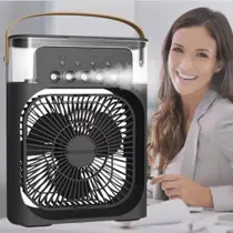 Climatizador Ventilador LED Preto Umidificador Purificador Ar Condicionado Mini Refrigeração Climatizador Ventilador LED Preto Umidificador Purificador Ar Condicionado Mini Refrigeração