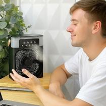Climatizador Ventilador Mini Ar Condicionado Umidificador Purificador Preto Refrigeração Refresca