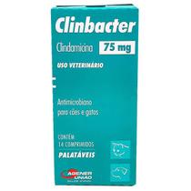 Clinbacter Antimicrobiano para Cães e Gatos 75 mg Agener União 14 Comprimidos