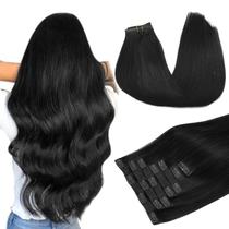 Clip em extensões de cabelo humano DOORES Jet Black 130g 14cm