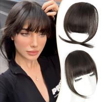 Clip in Bangs PINK SEVEN Real Human Hair castanho escuro para mulheres Clip in Bangs PINK SEVEN Real Human Hair castanho escuro para mulheres