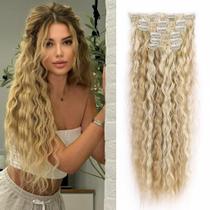 Clip in Hair Extensions Alifuao, 6 peças, loira sintética de 22 polegadas Clip in Hair Extensions Alifuao, 6 peças, loira sintética de 22 polegadas