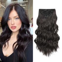 Clip in Hair Extensions Fliace 16 polegadas, marrom escuro, 6 unidades
