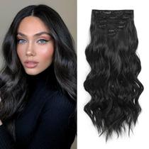 Clip in Hair Extensions Fliace Synthetic Black 16 polegadas, 6 unidades
