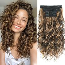 Clip in Hair Extensions LEOSA, 4 peças, 40 cm, castanho chocolate encaracolado Clip in Hair Extensions LEOSA, 4 peças, 40 cm, castanho chocolate encaracolado