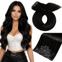 Clip in Hair Extensions Moresoo Natural Black Human Hair Clip in Hair Extensions Moresoo Natural Black Human Hair
