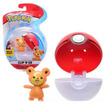 Clip n Go Boneco Pokémon Mini Figura Teddiursa e Pokeball