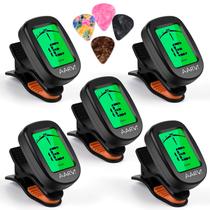 Clip On Guitar Tuner, pacote com 5 AARVI para todos os instrumentos com palhetas Clip On Guitar Tuner, pacote com 5 AARVI para todos os instrumentos com palhetas