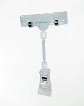 Clip Plástico Transparente 15x8cm com Porta-etiqueta de Precificação c/ Corpo Giratório - 10un